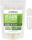 XPRS Nutra Tamaño 4 Cápsulas vacías - 100 Cuentas Pequeñas Cápsulas Veganas vacías- Láminas vegetarianas - DIY Relleno de cápsula vegetal - Fillable Do-It-youself Caps for Supplements
