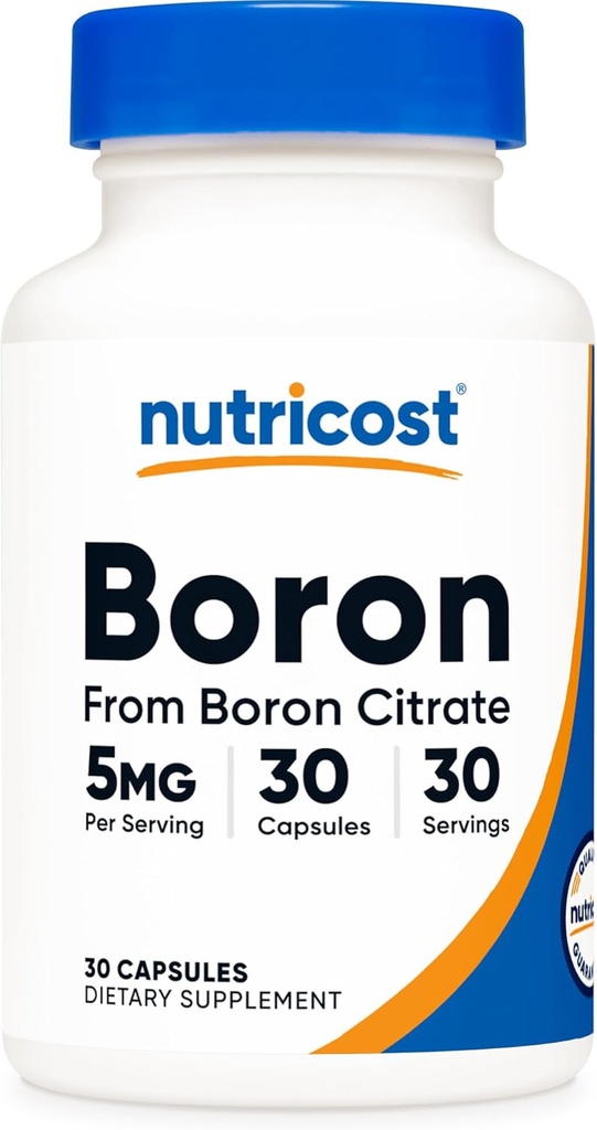 Nutricost Boron Capsules 5mg, 30 cápsulas vegetarianas - Gluten Free y GMO Free