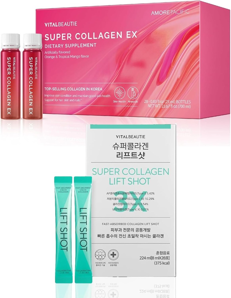 Super Collagen EX (Liquid Marine Collagen) 28 Servidores Líquido Collgen para Mujeres, Super Collagen Lift Shot