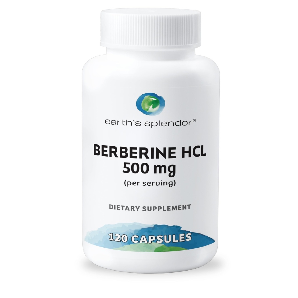 Earth's Splendor Berberine 500mg Capsules, Supports Metabolism (120ct Bottle, 2 Month Supply) Non-GMO, Vegan-Friendly