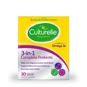 Culturelle 3-in-1 Full Probiotic Daily Fórmula, una vez por día suplemento probiótico, ayuda a su sistema digestivo a trabajar mejor, soporta defensas naturales inmunes, más Omega 3, no GMO, 30 cuenta
