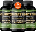 Quercetina de Nutrición Gade con Vitamina C, Hervidor Zinc & Stinging - Nettle Quercetin - Quercetina 500mg - Quercetina con bromelaina - Zinc Quercetina + Vitamina D3-360 Veggie Caps - 6 Month Supply