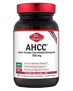 Olympian Labs Premium AHCC Suplemento–750 mg de AHCC por cápsula–Aportaciones Salud Inmune, función del hígado y actividad de célula asesina natural- 60 cápsulas