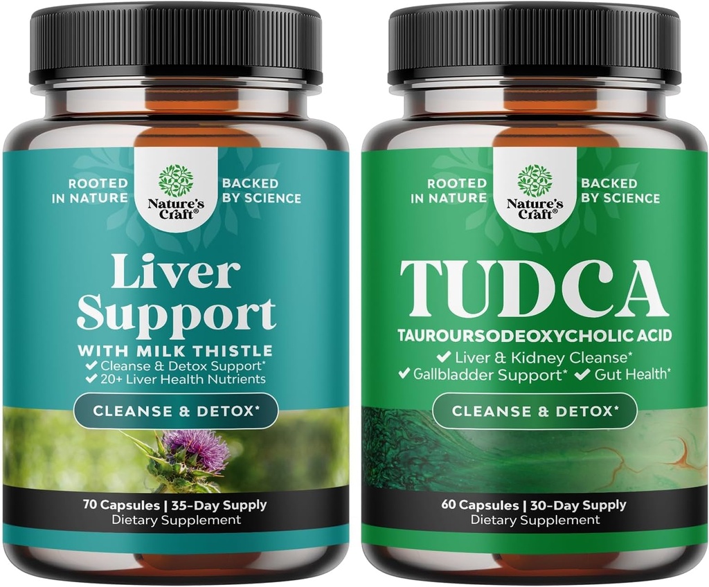 Bundle of Liver Cleanse Detox " Repair Formula and Advanced TUDCA Liver Support Supplement - with Milk Thistle Dandelion Root Turmeric and Artichoke Extract - Extra Strength TUDCA 500mg Bile Salts