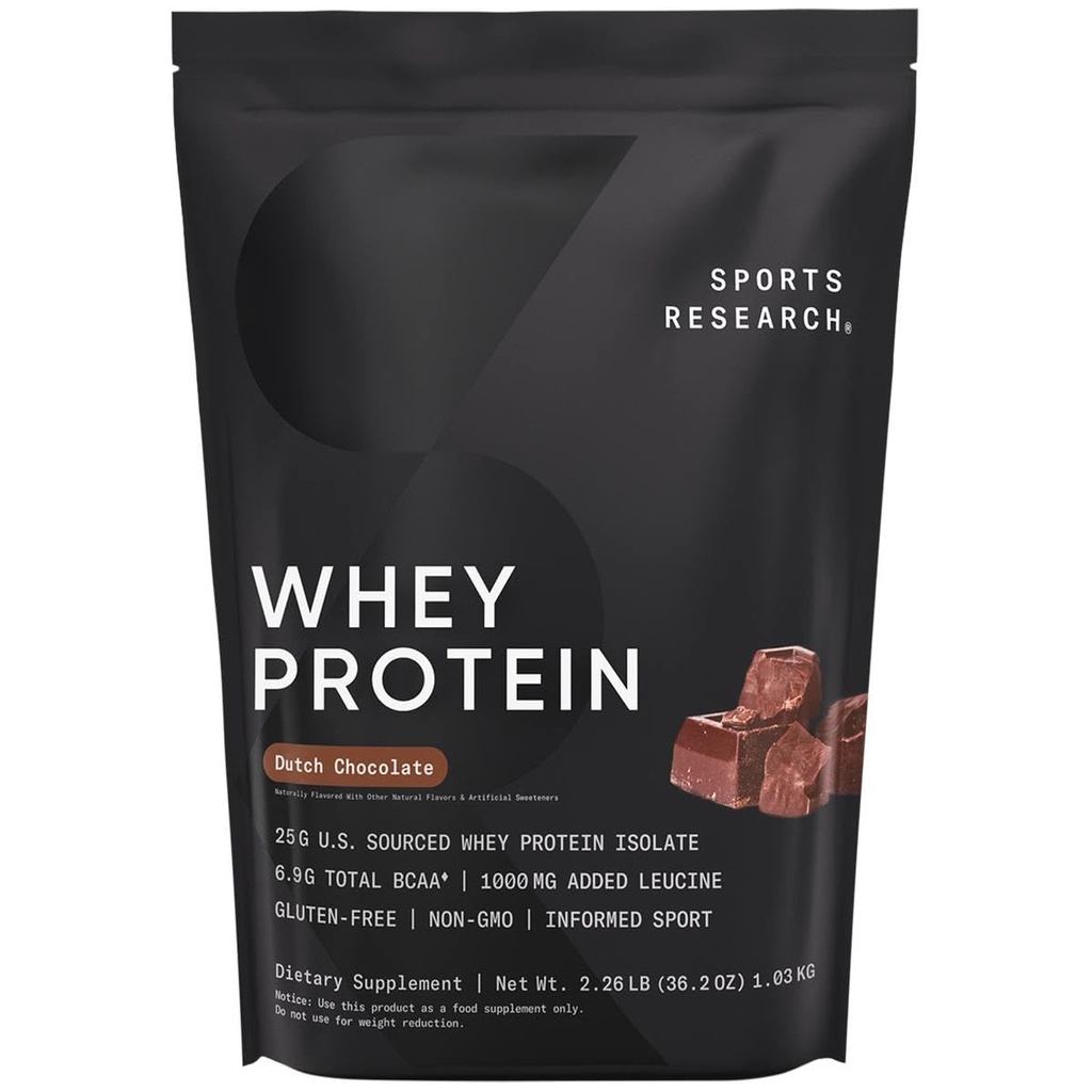 Investigación Deportiva Whey Protein Isolate - Sports Nutrition Protein Powder 25g por Serving - 2.27lb Bag Whey Protein - Dutch Chocolate Bulk Protein Powder, 25 Servings