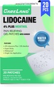 CARELAND 4% Lidocaine Patches Plus 1% Menthol, 20 piezas impermeables Maximum Strength Back Pain Relief Products Patches with Border, for Neck Knee Nerve Relajador del músculo del dolor, super pegajoso