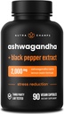 NutraChamps Organic Ashwagandha Capsules, 2000mg Adrenal Fatiga, Thyroid & Mood Support Ashwagandha Suplementos, Aswagandha Root Powder " Lemon Balm, Absorción Superior con Pepper Negro