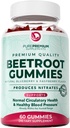 PurePremium Beet Root Gummies - 60 Sugar Free Chews (50:1 Equivalent 1500 mg) - Super Nitric Oxide Beetroot Gummies ← Natural Blueberry Flavor - Suplementos para la presión arterial normal