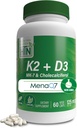 Salud Thru Nutrition K2 + D3 Complejo ← K2 100mcg como MenaQ7 Menaquinone 7 MK7 & D3 1,000iu Silencio 3rd Party Tested ← Non-GMO (Pack of 60)