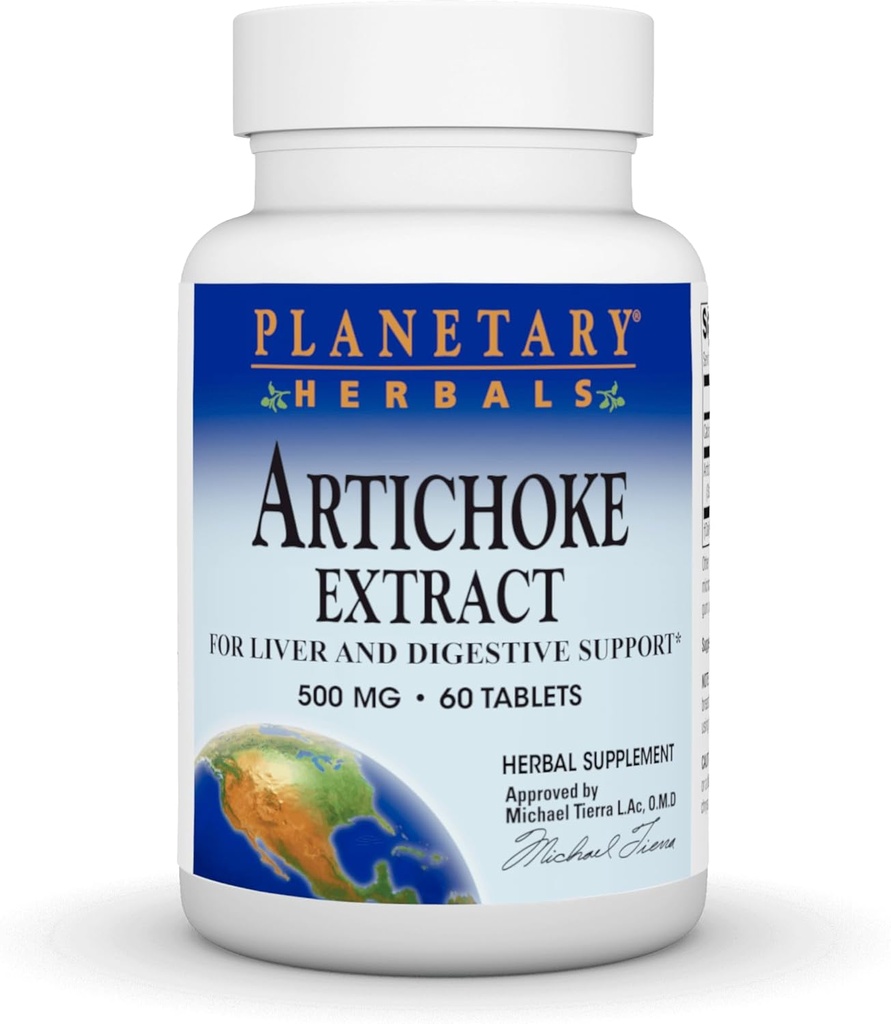 Herbals planetarios Artichoke Extract Tablets, 500 mg, 60 Conteo