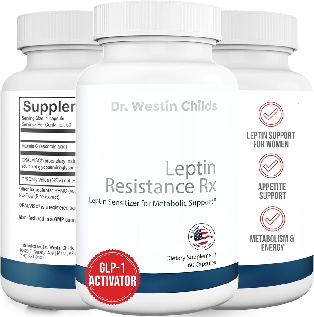 Dr. Westin Childs tóxico Leptin Resistance Rx – Natural Leptin Sensitizer Apoyo Suplemento para Mujeres para Tiroides, Salud Metabólica, Vitalidad, Energía, Focus with Glycosaminoglycans, Vitamina C - 60 ct