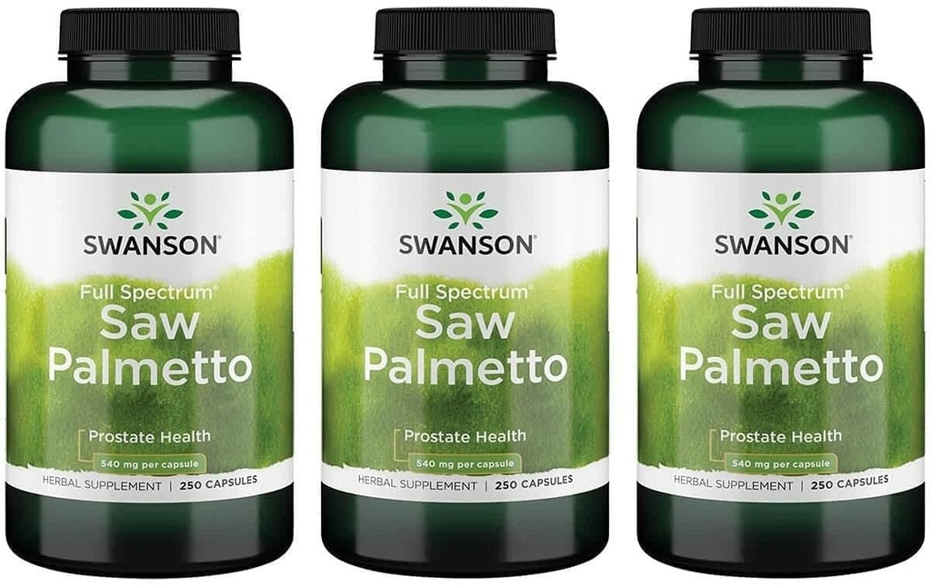 Swanson Saw Palmetto - Suplemento Herbal Promoción de la Salud de la Prostata Hombre - Suplemento Natural del Pelo & Apoyo a la Salud orina (540 mg 250 cápsulas) (3 Pack)