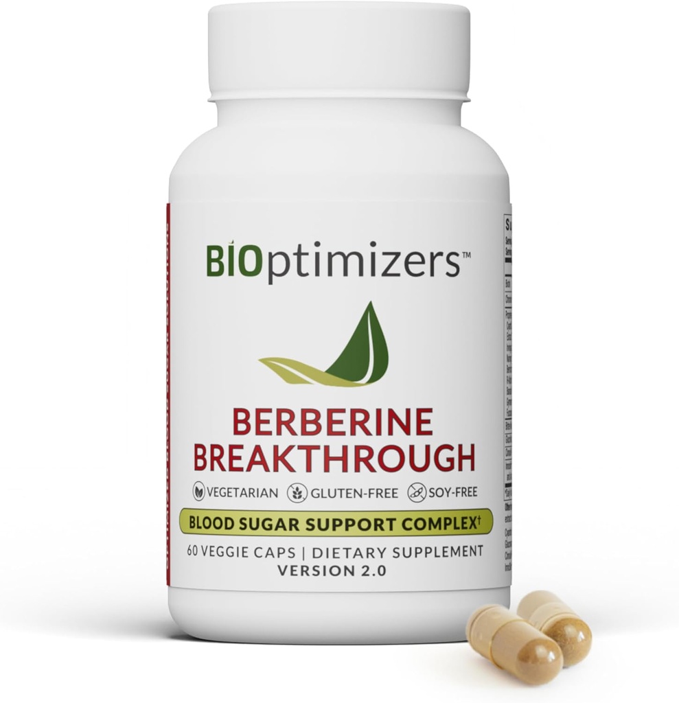 BIOptimizers Berberine Breakthrough 2.0 Suplemento, 60 Capsules - Vegetariano, Gluten- and Soy-Free