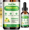 gotas líquidas de magnesio Glycinate, 1000mg Magnesium Glycinate, Citrate & Threonate with Cellulose Fiber, L-Theanine, Vitamina B & C para el sueño, músculo, energía & relax, sabor libre de azúcar