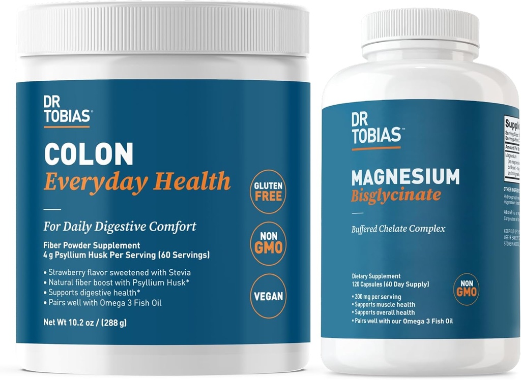 Dr. Tobias Colon Todos los días Salud & Magnesium Bisglycinate - Confort Digestivo y soporte para la salud muscular, vegano, no GMO