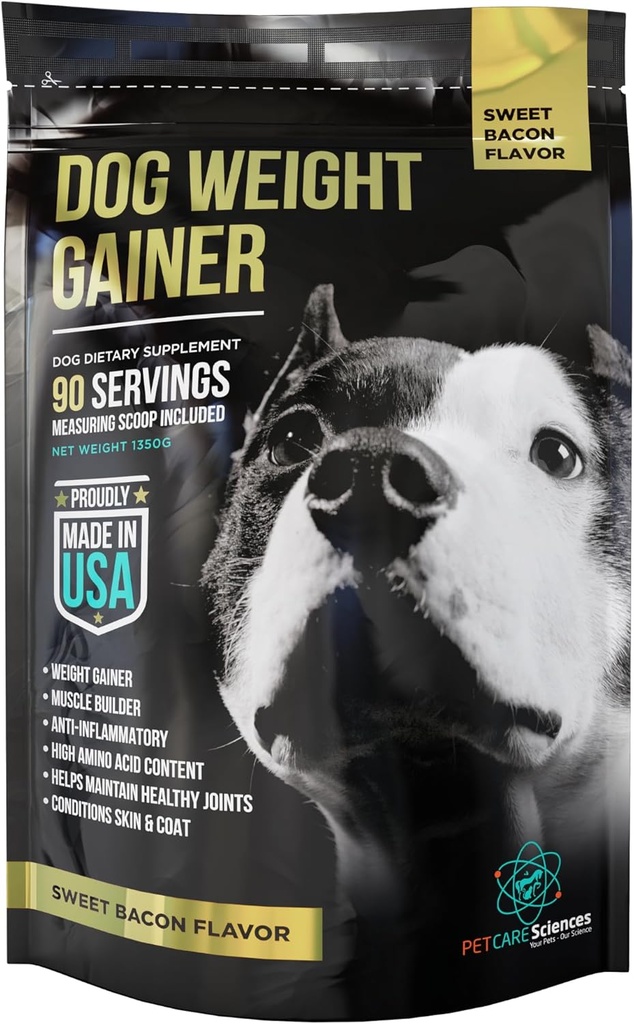 Gainer de peso para perros Aprox 90 Servings - Suplementos de ganancia de peso para perros - Constructor de músculo canino y perro - Hecho en los EE.UU.