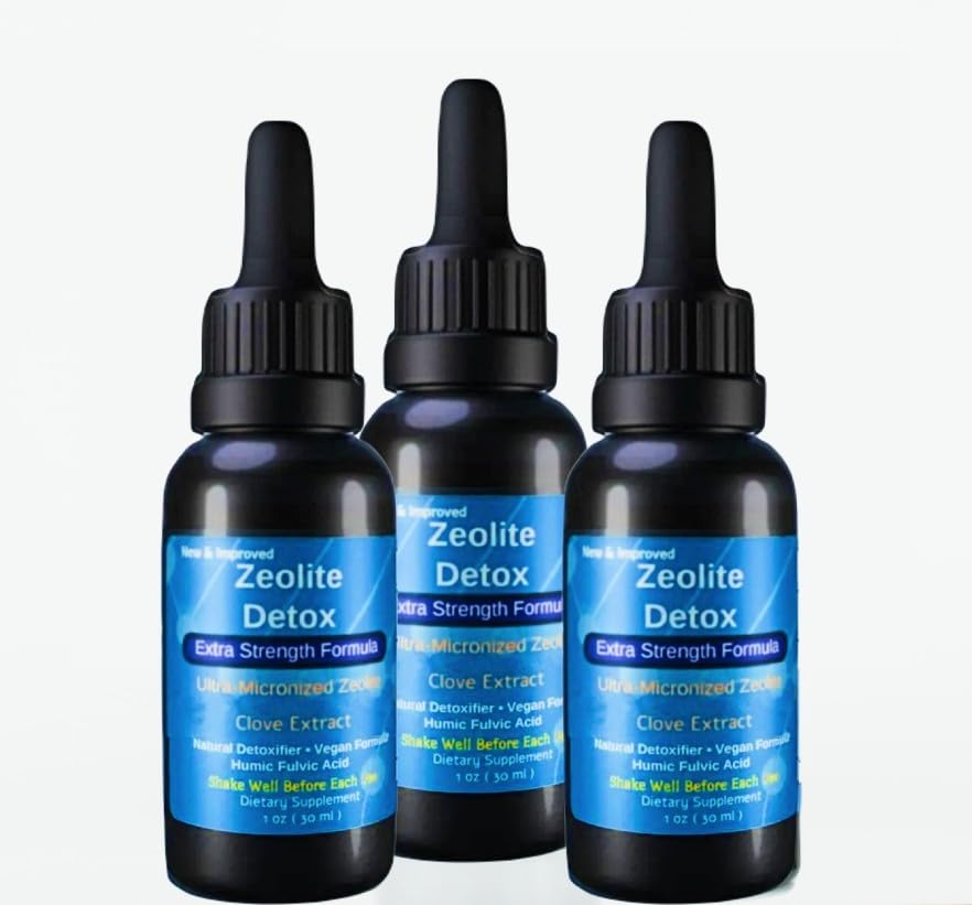 Liquified Zeolite 3 Pack Fulvic and Humic Acid Immune Gut Support Liquid Cleanser Zeolite 1 oz Glass Bottle exp 10/01/27