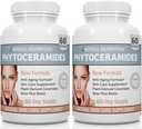 Fitoceramides Rice Basado en Biotina Anti Aging Suplemento, Wrinkle Remover y Moisturizing Facial con Fitoceramides Vitamina A, C, D y E, Two Bottle Pack, 120 Capsules 40mg, Gluten Free