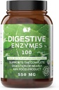 Suplementos de Enzimas Digestivos, Superalimentos basados en plantas naturales - 100 cápsulas 600mg Probióticos Amylase Bromelain Lipase