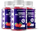 Vitamatic Sugar Free Melatonin 30mg per Gummy - 60 Servings - 60 Gummies Vegetarian - Suplemento No-Habit (60 Conde (Pack of 3))
