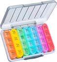 Organizador semanal de píldoras Daviky 4 veces al día, caja de píldoras de Moisture-Proof 7 Día, Caja de organizador de medicina de caso de píldoras diarias Fácil de cargar, Organizador de píldoras de viaje con 28 Compartimientos para mantener vitaminas &amp; medicamentos