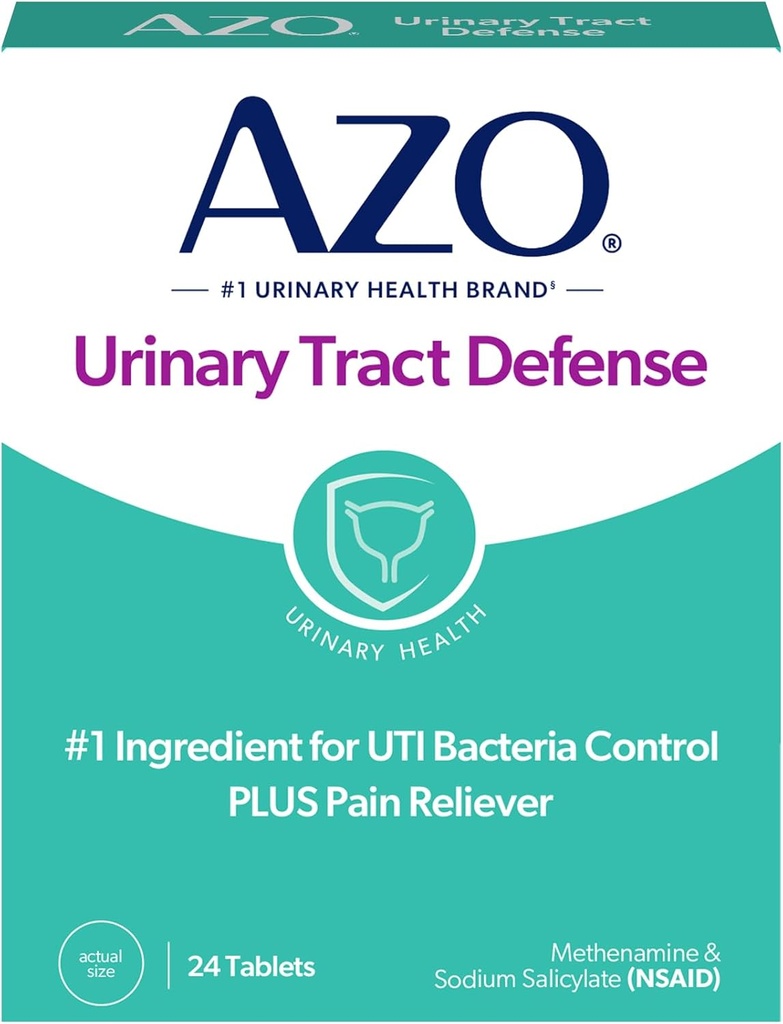AZO Urinary Tract Defense Antibacterial Protection, FSA/HSA Eligible, ayuda a controlar una UTI hasta que pueda ver a un doctor, de la marca de salud urinaria más confiada, 24 conde (Pack of 1)