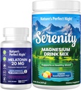 La noche perfecta de la naturaleza Melatonina 20 mg de disuelve rápido mezclado de baya 180 con serenidad Magnesio Polvo 15 oz Lemon Raspberry