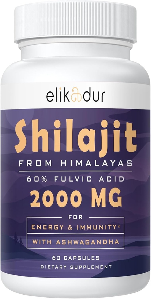 [BRSROFLQOIAWC3A2] 2000 MG Shilajit Supplement,Shilajit Resin Organic,Shilajit Capsules,100% Pure Shilajit with 85+ Trace Minerals & 60% Fulvic Acid,Boost Energy & Immunity,Vegetarian,Natural,60 Capsules