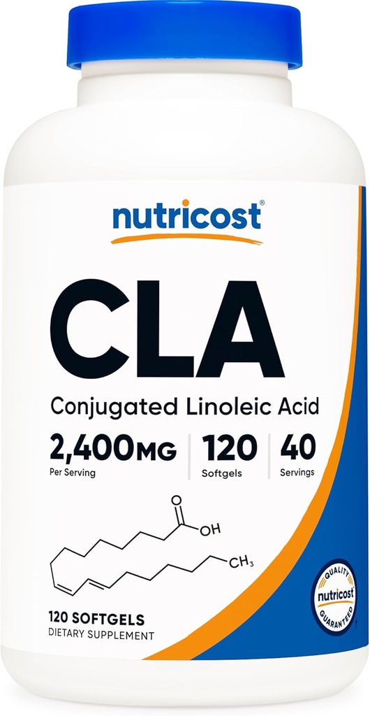 Nutricost CLA (Acido Linoleico Conjugado) 2.400mg, 120 Softgels - Gluten Free, Non-GMO, 800mg Por Softgel