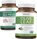 Sea Moss " Olive Leaf Extract (1-Month Supply) Olive Moss Blend - Organic Irish Sea Moss - Suplemento vegano crudo (60 caps) & Leaf Extracto Super Fuerza: 20% Oleuropea - Vegetariano (120 caps)