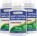 Mejores Naturales Acetyl L-Carnitine y Alfa Lipoic Acid 750 mg 120 Capsules (120 Conde (Pack of 3))