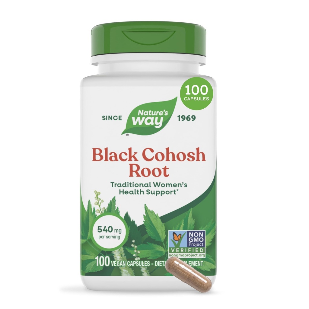 Manera de Cohosh Negro, Apoyo Tradicional para la Salud de las Mujeres*, 540 mg por Serving, Proyecto No-GMO Verificado, 100 cápsulas
