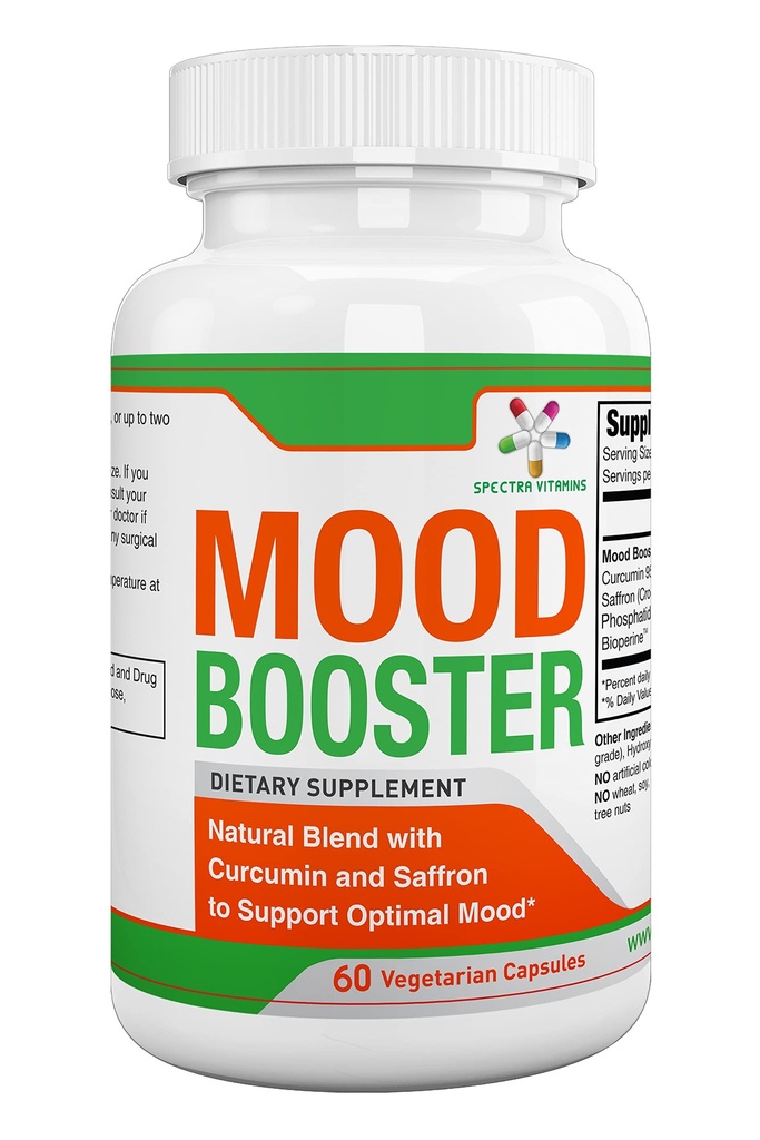 Espectra Vitaminas - Mood Booster 60 Caps - Mood Enhancer Capsules Soporta Mood Optimal, Stress Relief, Focus, para Hombres/Mujeres