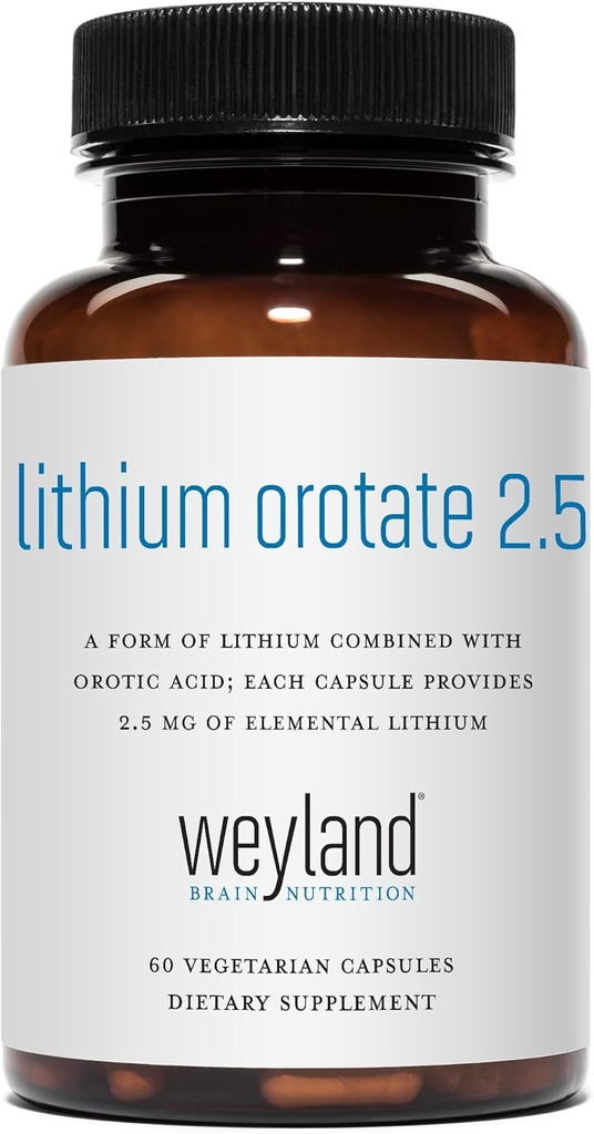 Lithium Orotate 2.5mg (1 botella), 60 cápsulas vegetarianas
