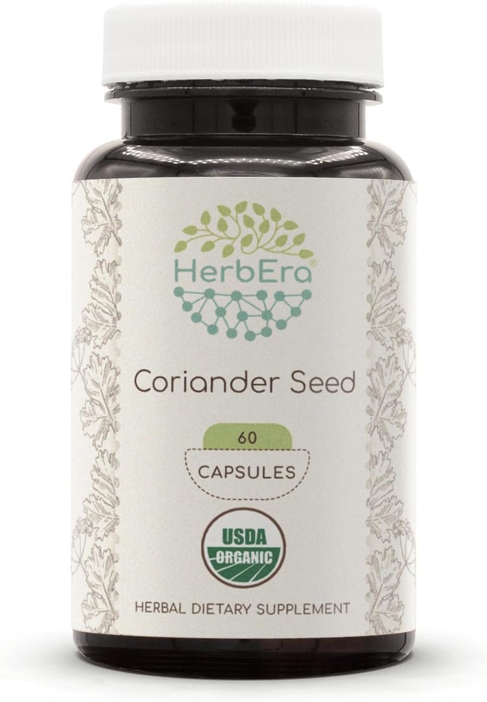 Coriander Semillas 60 cápsulas, 500 mg, USDA Organic Coriander Semilla Seca (60 cápsulas)