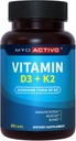Vitamina D3 K2 Suplemento 5000 UI & 200 mcg - Absorción alta D3, Patented MK7 & MK4, Heart Health, Immune Support, 90 Vegetarian Capsules