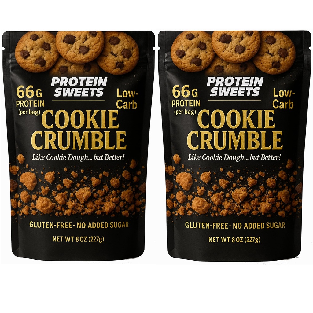 High Protein Cookie – Peanut Butter Chocolate Chip Crumble, 66g Protein per Bag, Keto, Low Carb, No Sugar Added, Gluten-Free, 2 Pack – PROTEIN SWEETS