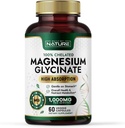 Construido por Nature Magnesium Glycinate 1000mg – Suplemento Magnesio de alta absorción – 100% Chelated, Gentle on Stomach - Muscle, Heart, Bone & Relax Support - Non-GMO, Vegan - 60 cápsulas