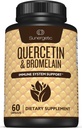Sunergetic Premium Quercetin & Bromelain Supplement – Powerful Quercetin Bromelain Complex to Help Support Immune System & Seasonal Support – Quercetin 1000mg Por Serving – 60 cápsulas