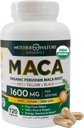 Madre Naturaleza Organic Maca Root Capsules – 1600mg, 120 Vegan Capsules – No GMO Peruano Amarillo, Rojo & Negro Maca para Hombres & Mujeres - Energía, Hormona, Cerebro & Peso Well-Being