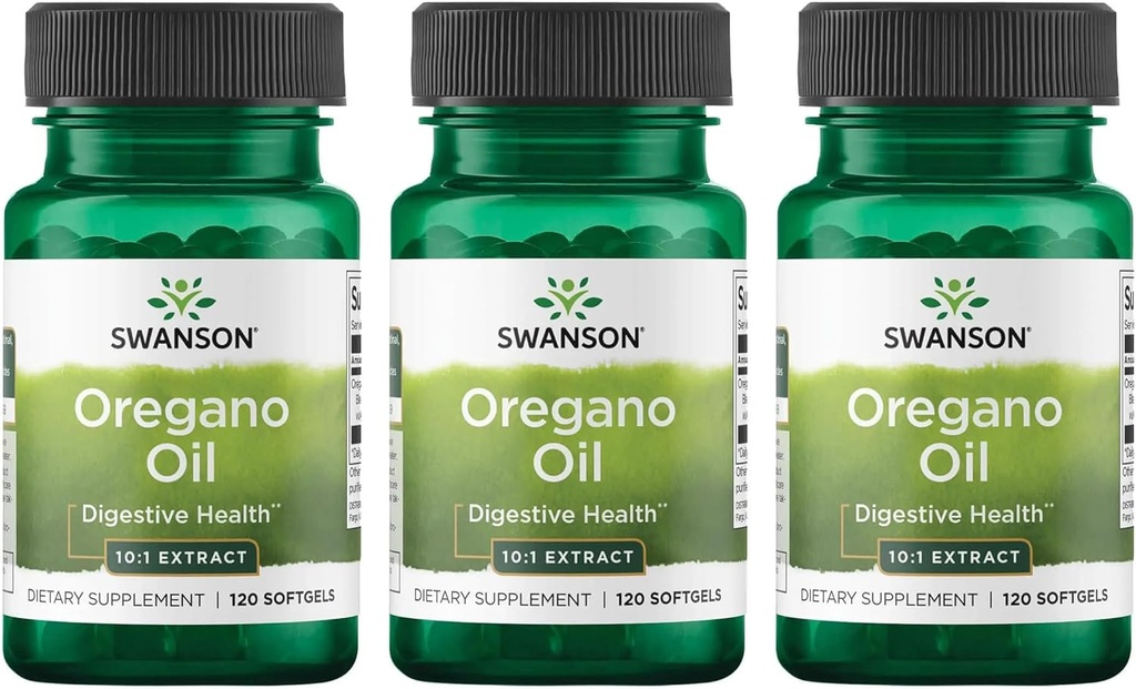 Óleo de orégano Swanson 10:1 Extracto - Suplemento Natural Promoción de la Salud Digestiva " Respiratorio Apoyo - Sistema Gastrointestinal " orina Salud Tract - (120 Softgels, 150 mg cada uno) (3 Pack)