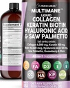 Nutracéuticos limpios Collagen líquido 4000mg Biotina 10000mcg Keratina 100mg Saw Palmetto Ácido hialurónico 100mg - Piel de pelo & uñas Vitaminas & DHT Bloqueador con vitamina D3 MSM 50mg Hecho en EE.UU. - 16 Fl. Oz