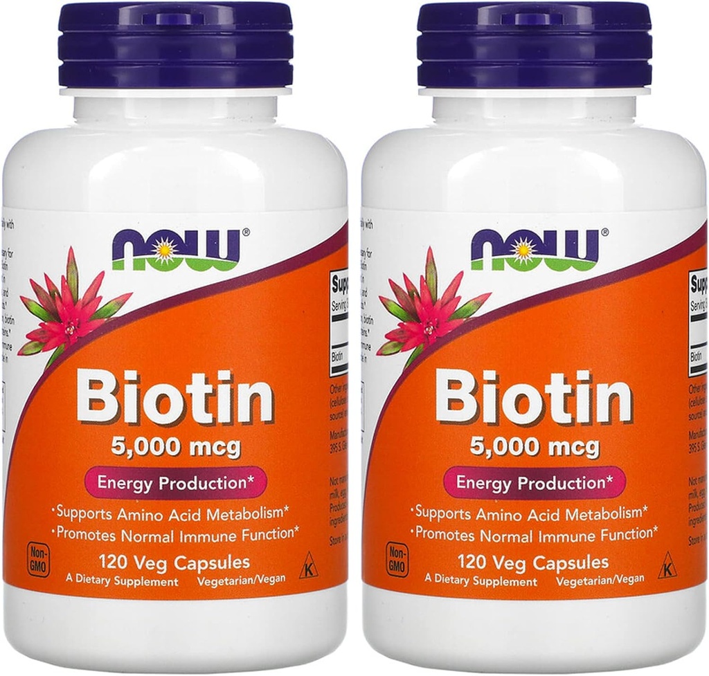 AHORA Biotina 5,000 mcg - 120 VCaps (Pack of 2 Bottles)