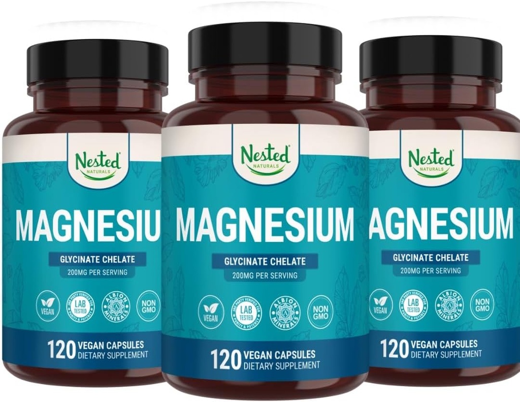 Anidado Naturales Magnesio Glycinate Chelate Ø Magnesium Suplemento para los cáñamos de músculo, Relajación, " Sleep Support ← 100% Chelated Albion TRACCS Magnesio amortizado Glycinate 200mg Silencio (3-Pack)