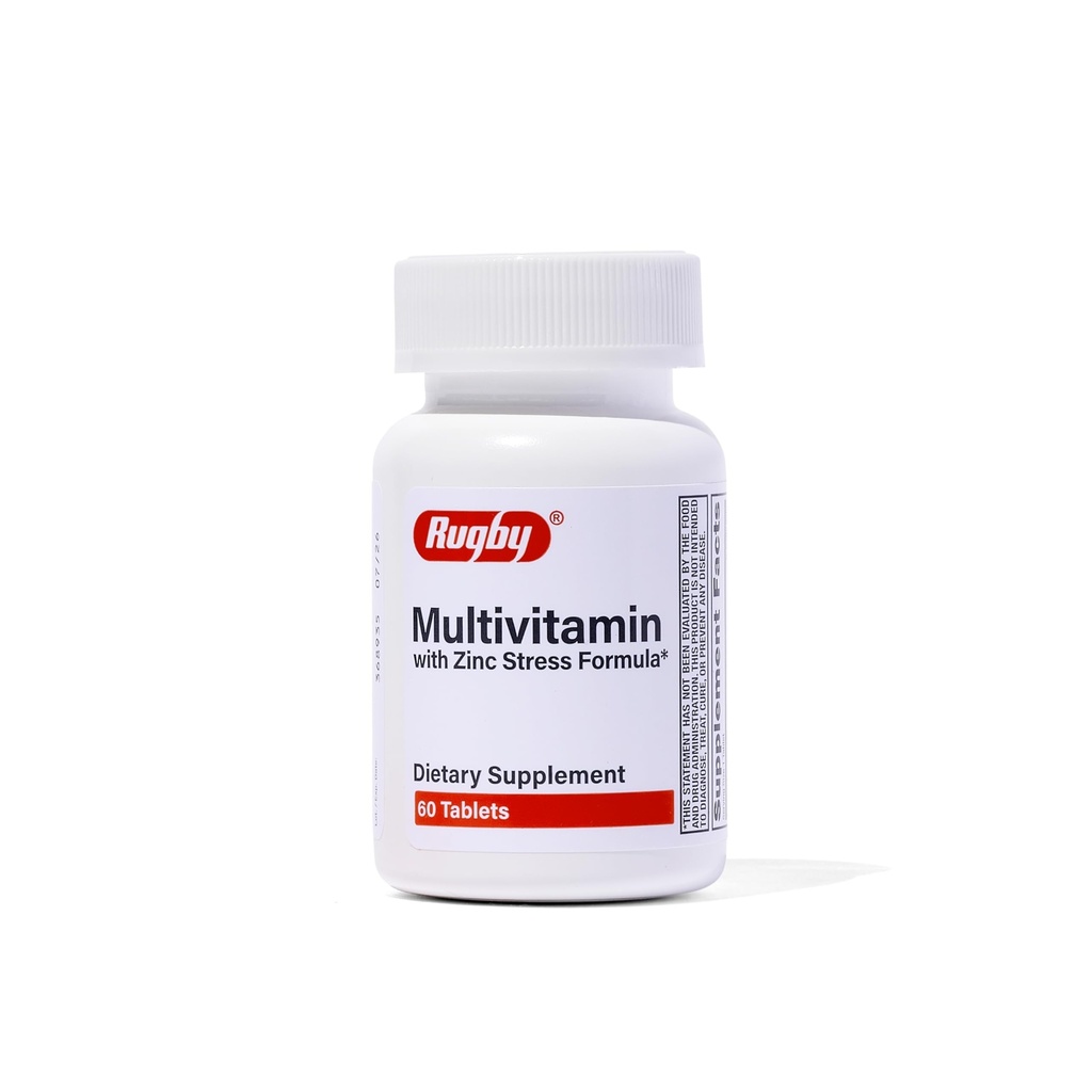 Multivitamina Rugby con Fórmula de Estrés Zinc - Suplemento dietético - 60 Tabletas (1 Pack)