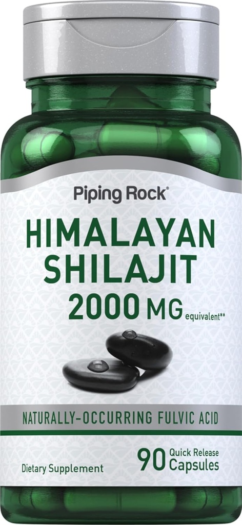 Piping Rock Shilajit Capsules  2000mg  90 Count  durable Himalayan Fulvic Acid ← Non-GMO, Gluten Free Supplement