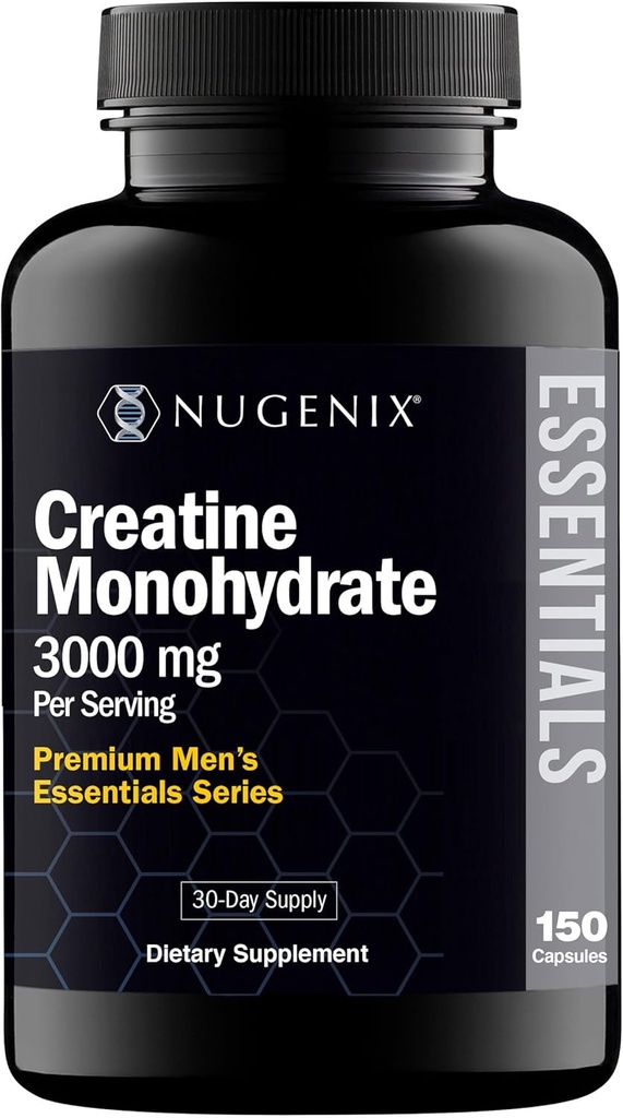 Nugenix Essentials Premium Creatine Monohydrate Pills Suplemento, 3000mg, 150 cápsulas