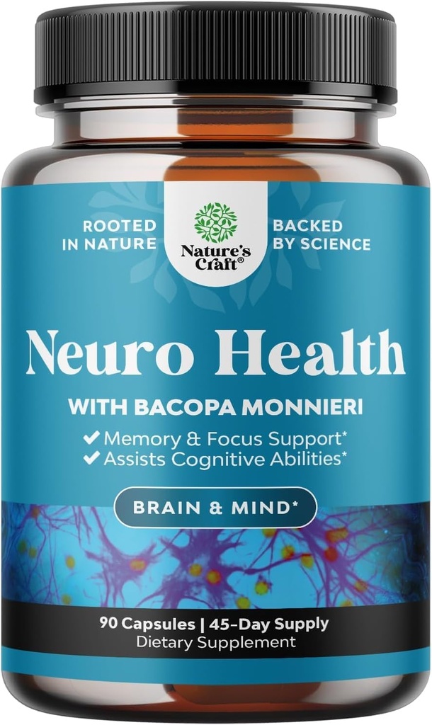Suplemento nootrópico de memoria y apoyo en foco - Vitaminas para soporte mental " Claridad con Bacopa Monnieri, VIT A, B6, Riboflavin, Niacin, Thiamin " Folate - Complejo cognitivo - 90 Ct
