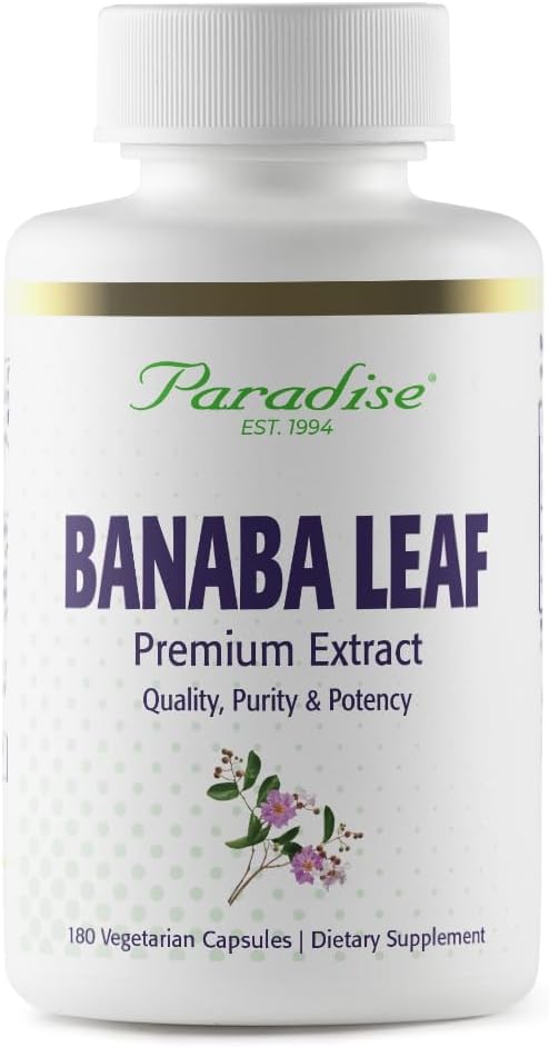 Hierbas paradisiacas, Hoja de Banaba, Extracto Concentrado 12:1, 250 mg, Vegan, Libre de gluten, No GMO, 180 cápsulas