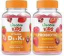 Vitamina vital D3 + Vitamina K2 Niños + Probiótico 2 billón CFU Niños, Gluten Free, GMO Gratis, Chewable Gummy